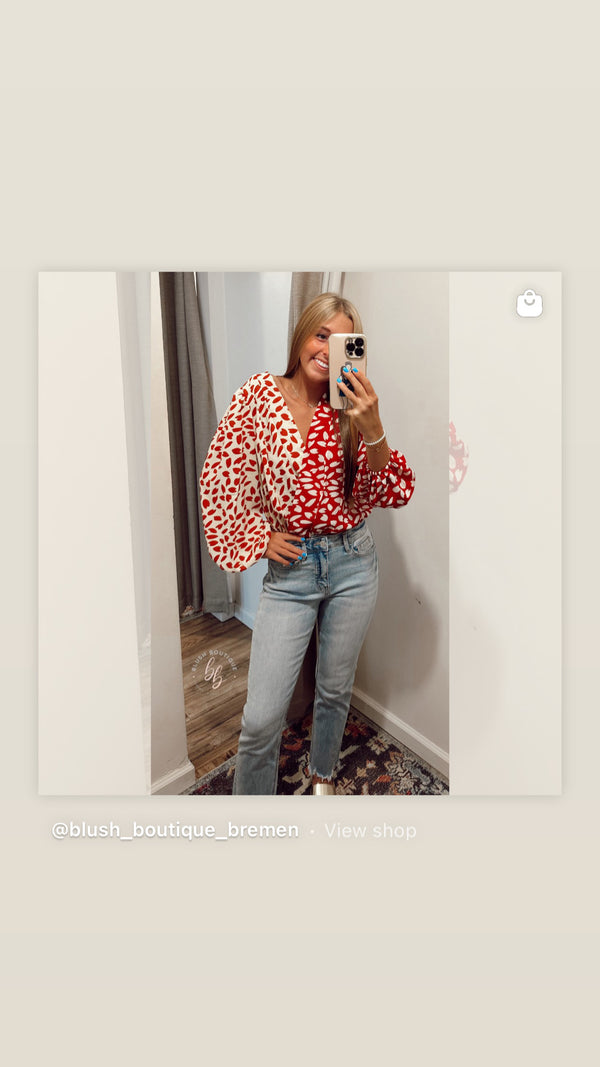 Red Designed Bodysuit