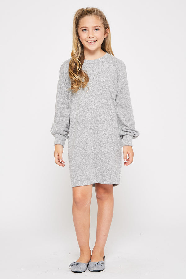 KIDS BALLOON SLEEVES SWEATER DRESS