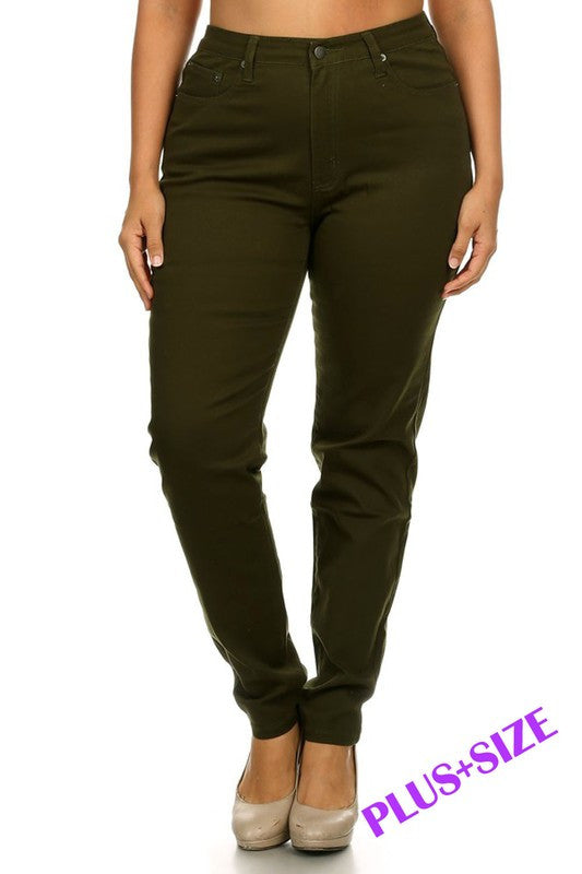 Olive Skinny Jeans (Curvy)