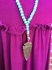 Turquoise Beaded Y Necklace with Arrowhead