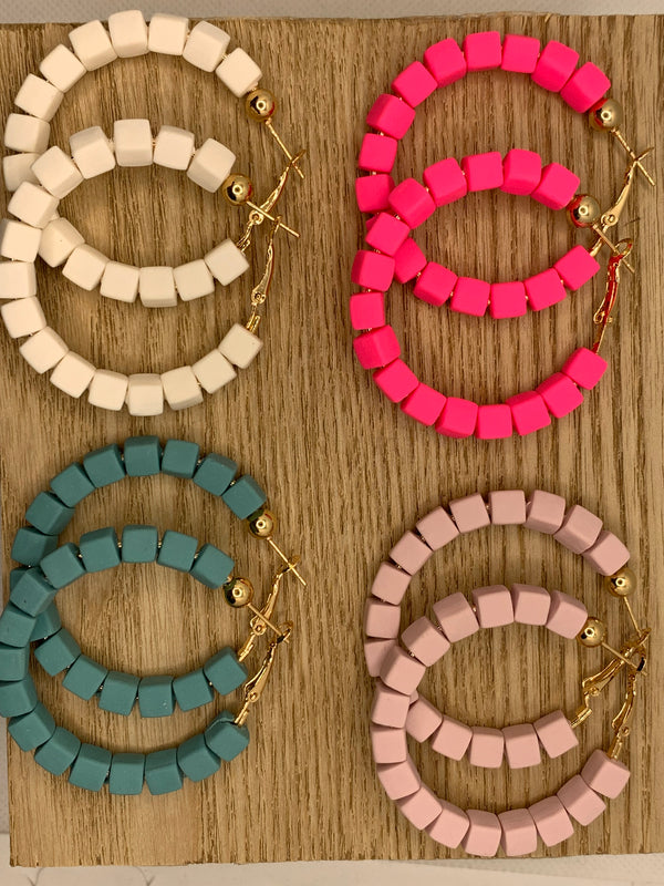 Square Clay Hoop Earrings
