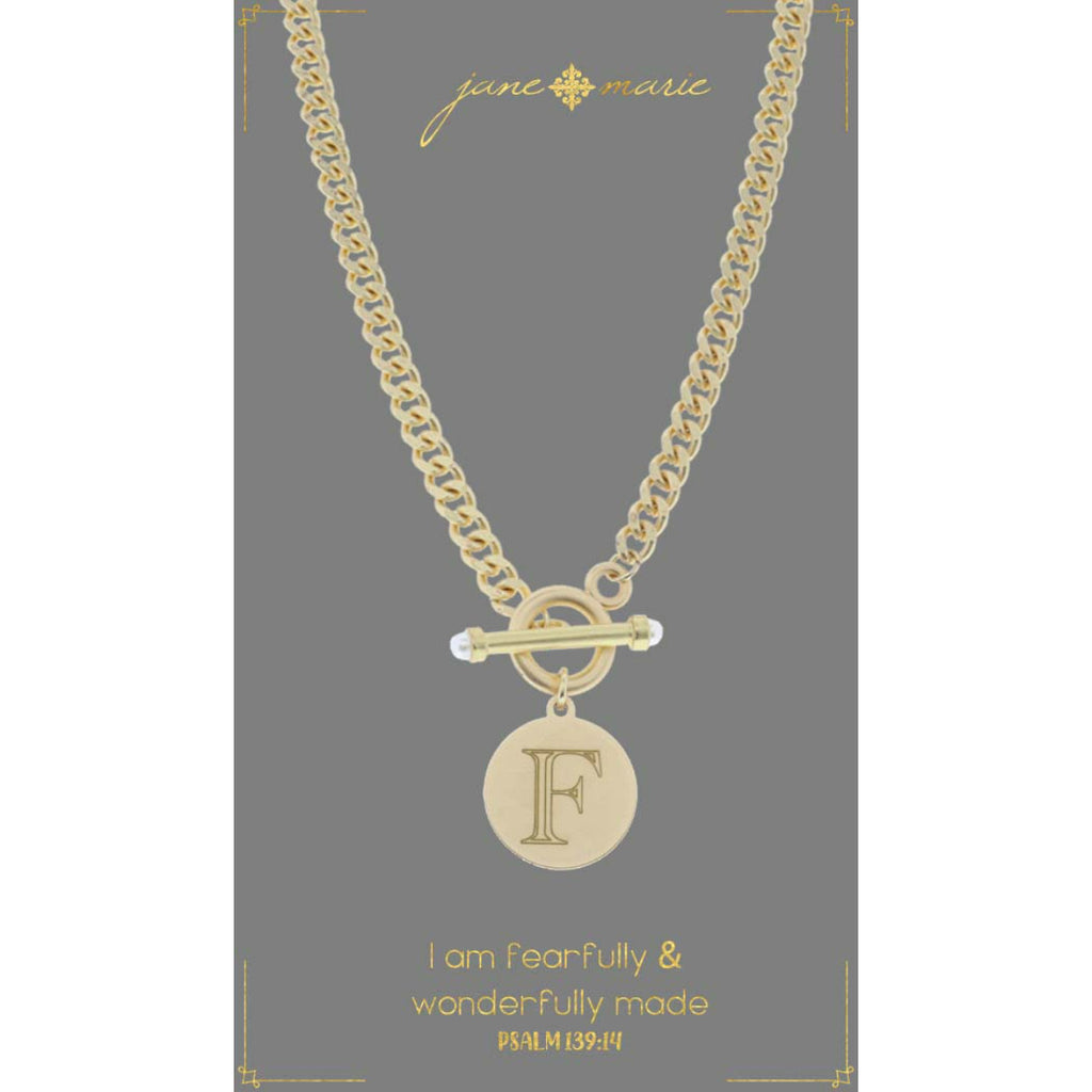 Pearl Toggle Initial Necklace