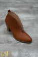 COGNAC SCALLOP EDGE SLIP ON ANKLE BOOTIES