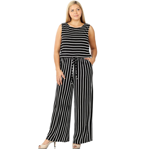 Curvy Striped Jumpsuit