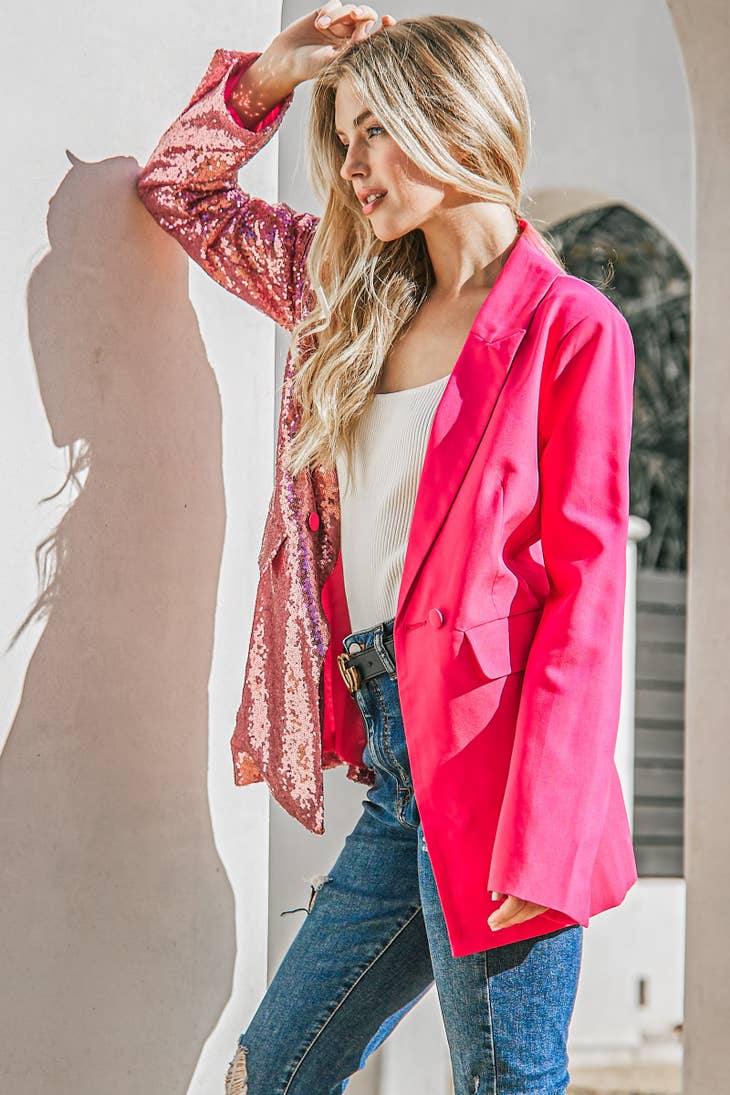 Sequin Hot Pink Blazer