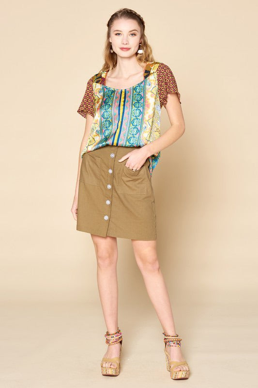 Button Front Mini Skirt - Blush Boutique Bremen