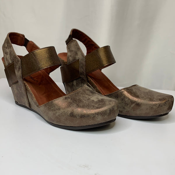 Metallic Mary Jane Wedge